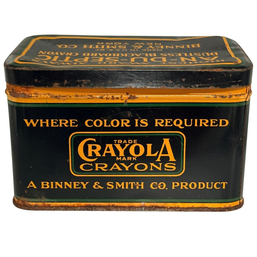 Vintage Crayola Binney & Smith An-Du-Septic Crayon Tin Artista Green Metal